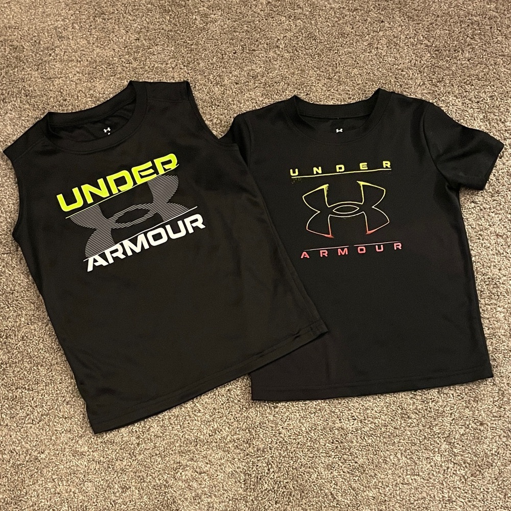 Under Armour Kids Black Tank and Tee Set with Graphic Design